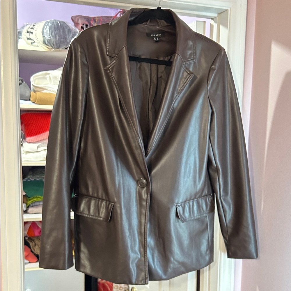 Brown leather blazer